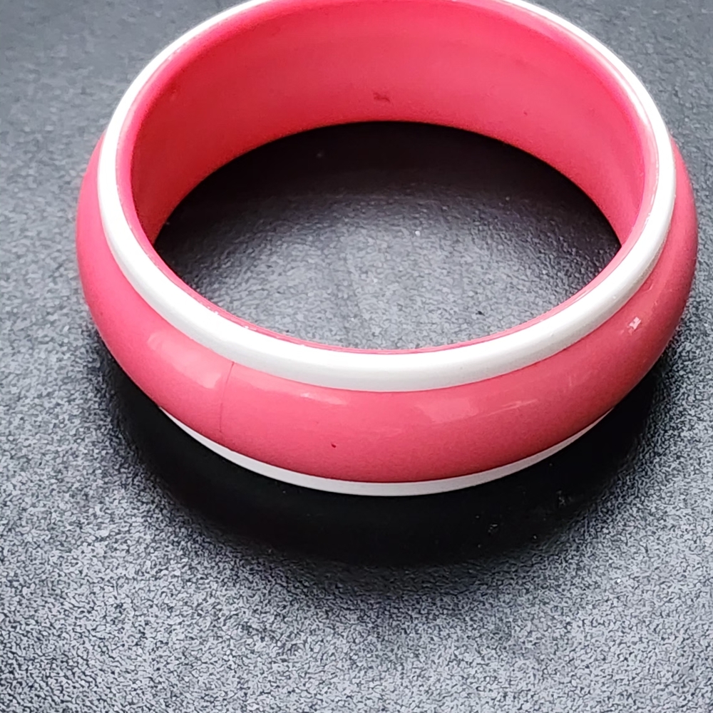 Pink and White Bangle Bracelet